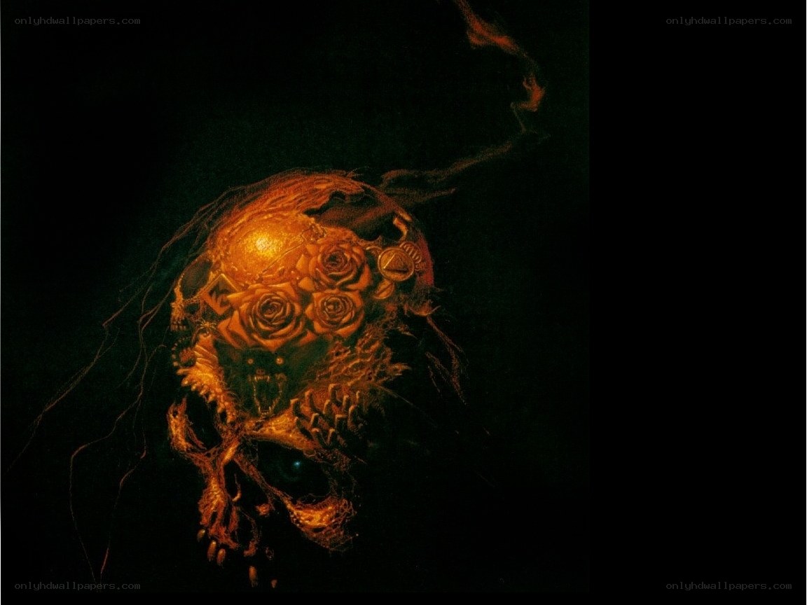 Glowing skull with roses