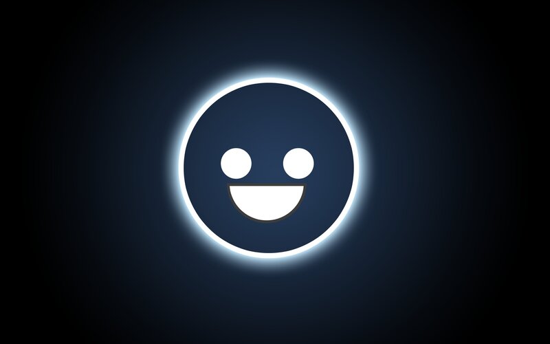 Glowing Smiley Face — Blue