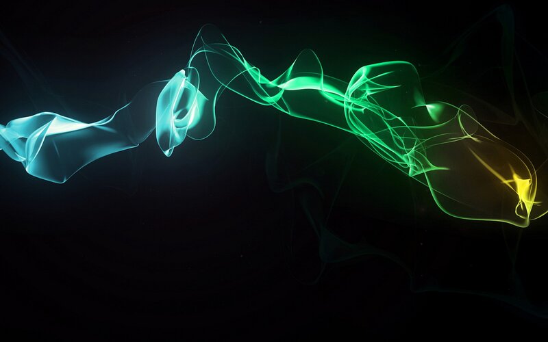 Glowing Smoke Waves — Green, Dynamic, Digital Art