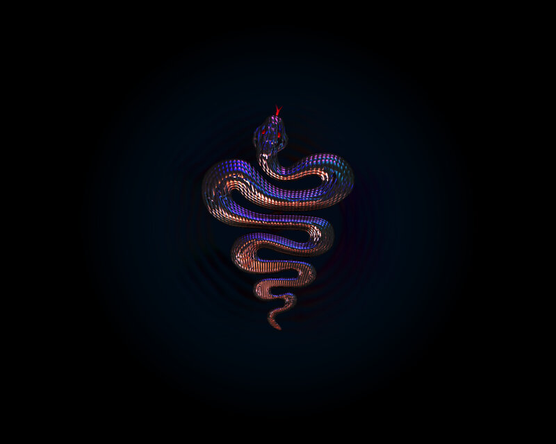 glowing snake in dark background