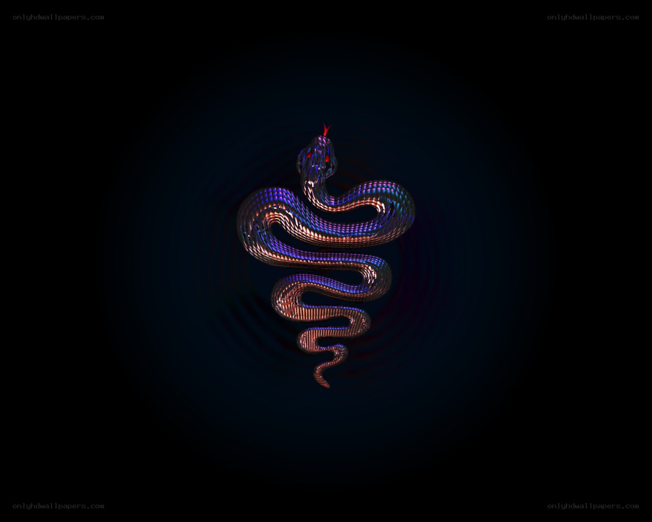 glowing snake in dark background