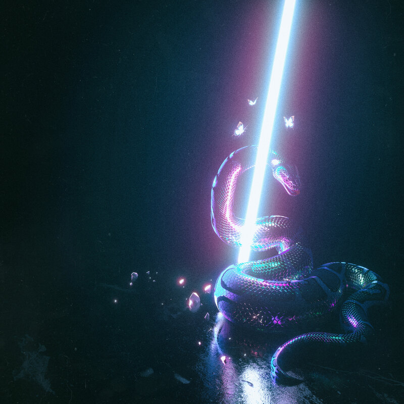 Glowing Snake with Light Beam