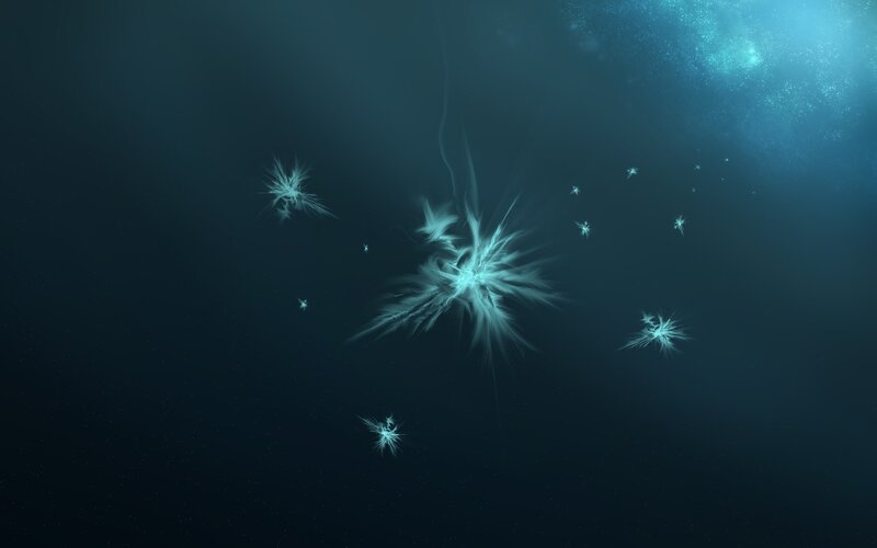 Glowing Snowflakes in Water
