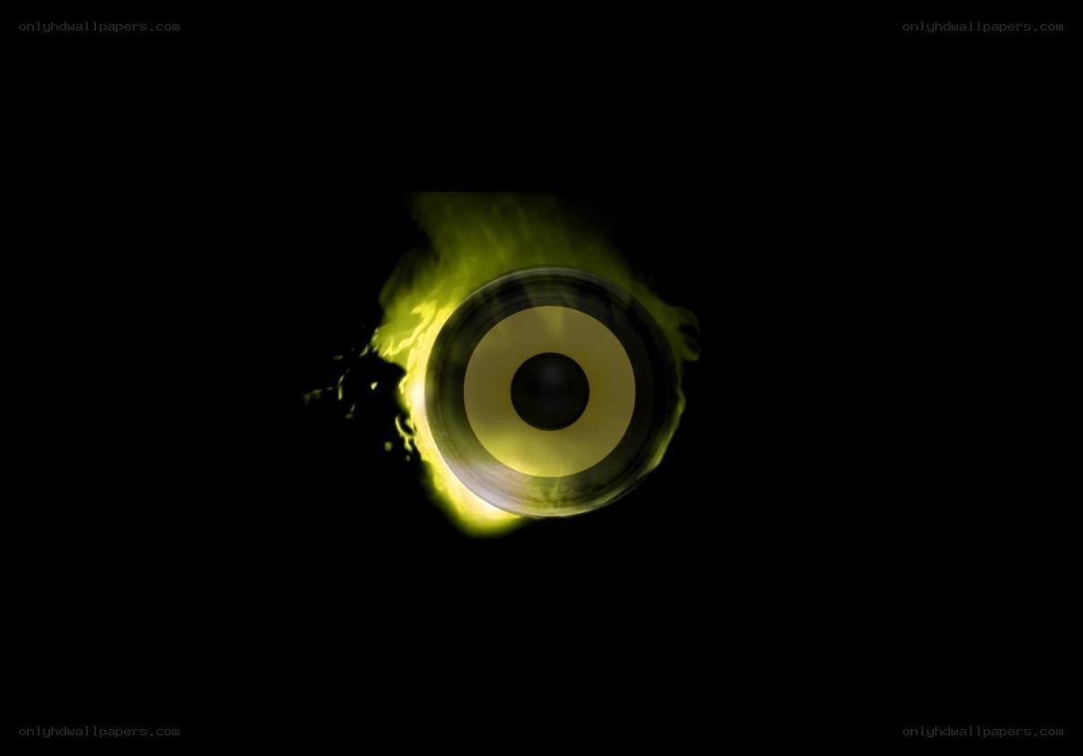 glowing speaker in darkness