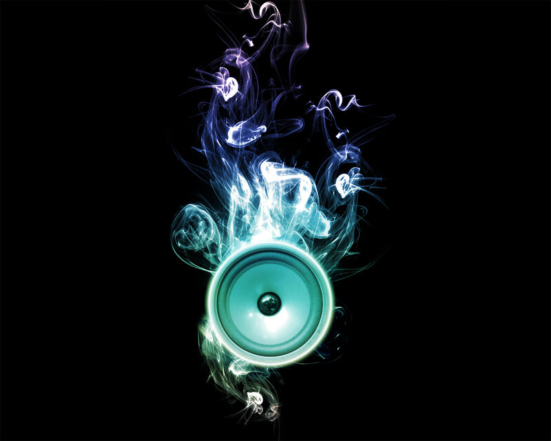 glowing speaker with smoke