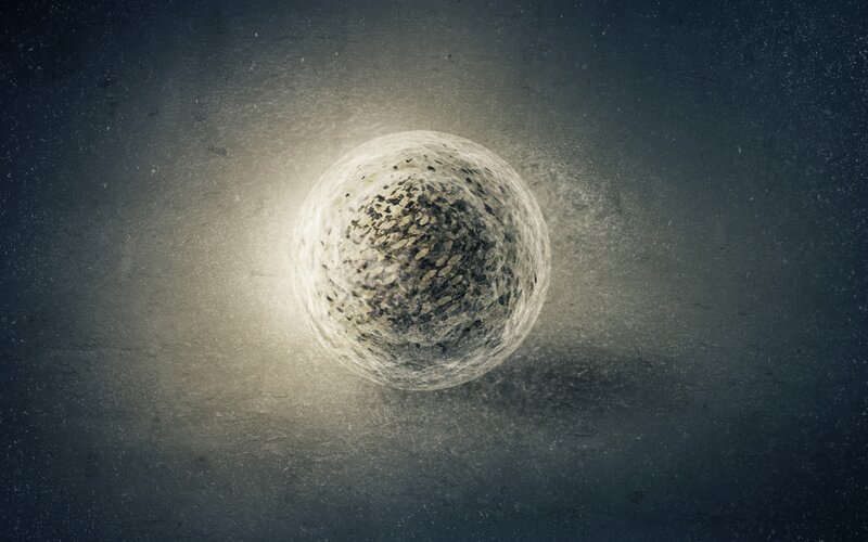 glowing sphere in dark space