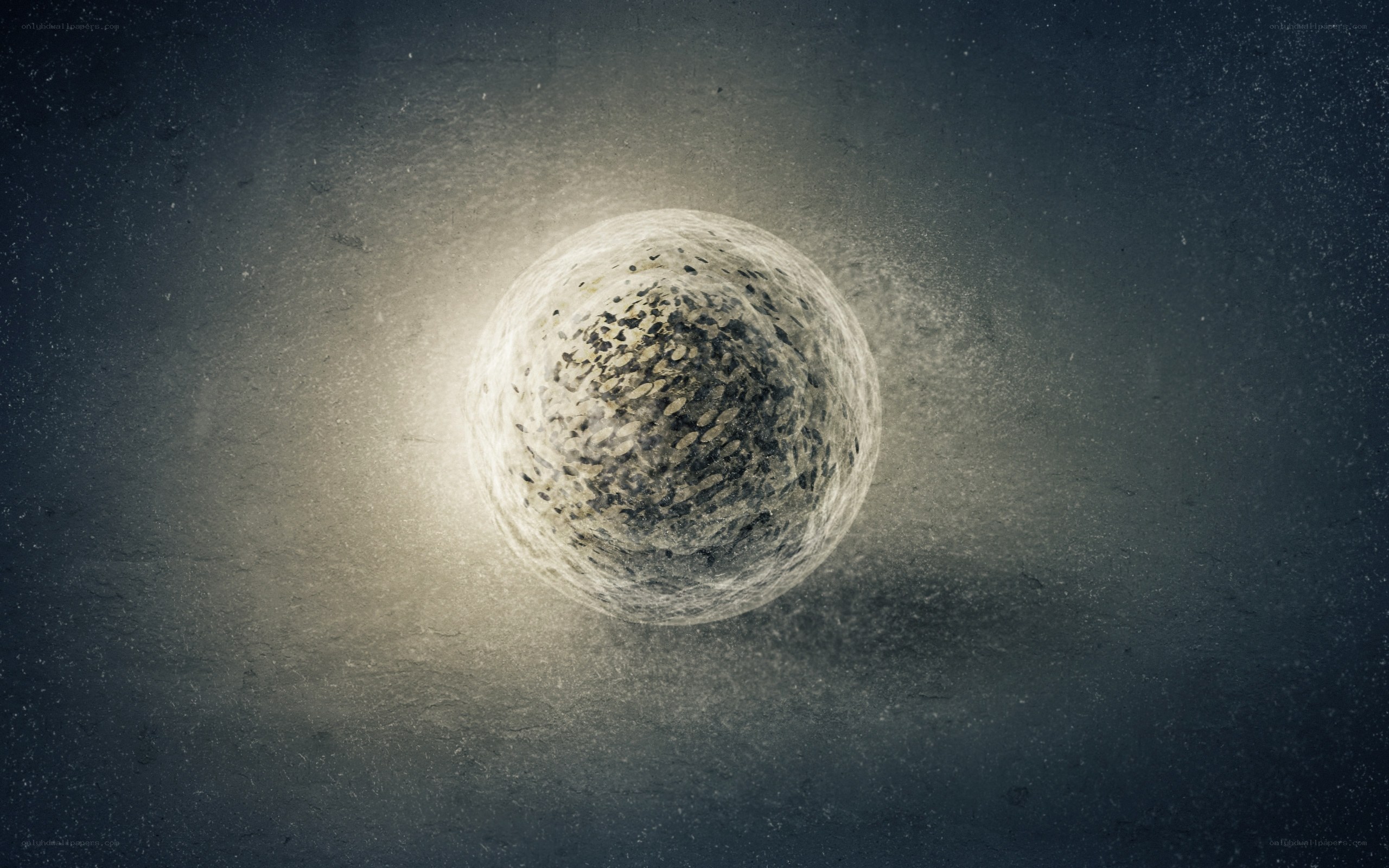 glowing sphere in dark space