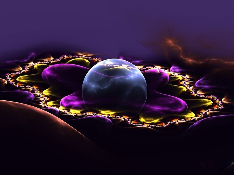 Glowing Sphere in Fractal Landscape