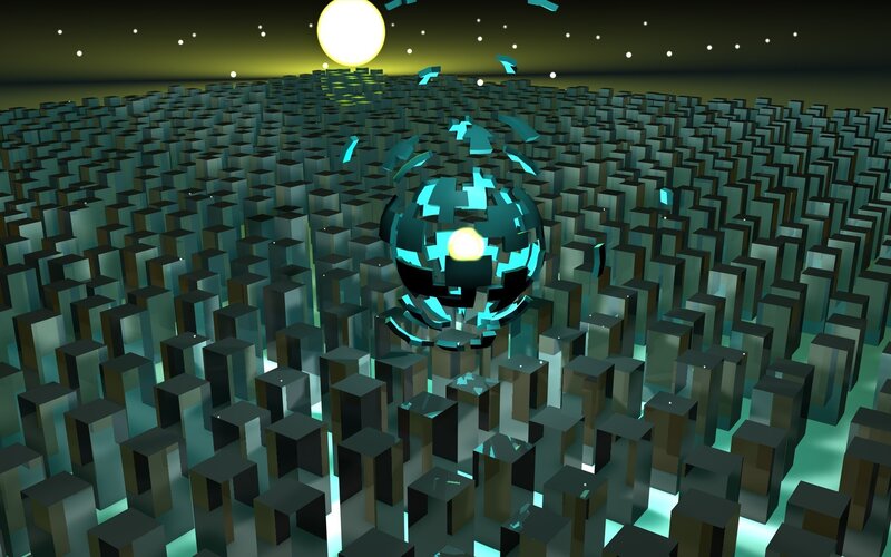 Glowing Sphere in Grid