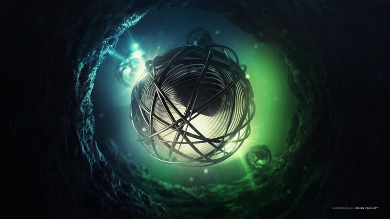Glowing Sphere in Tunnel — Green, Mysterious
