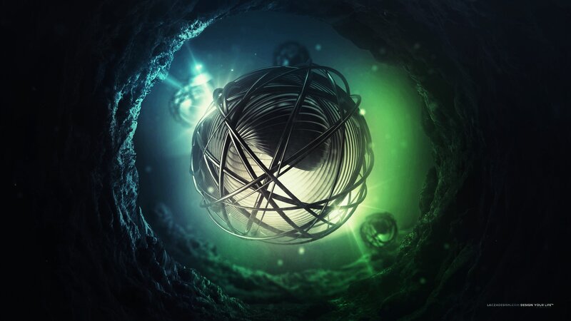Glowing Sphere in Tunnel — Green