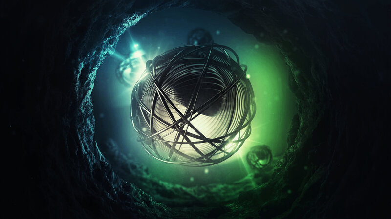 Glowing Sphere in Tunnel