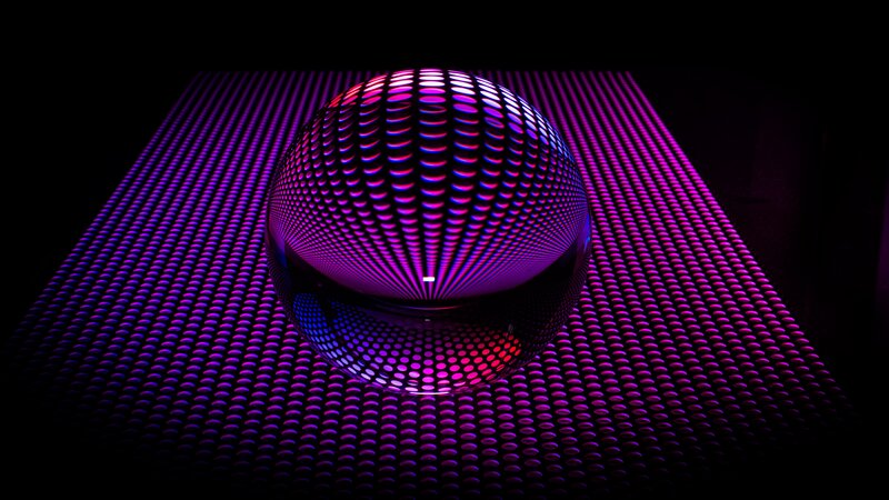 Glowing sphere on patterned surface