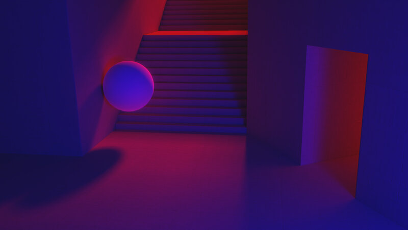 Glowing Sphere on Stairs