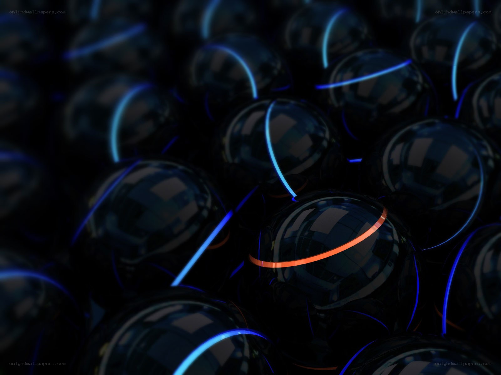 Glowing spheres in dark space