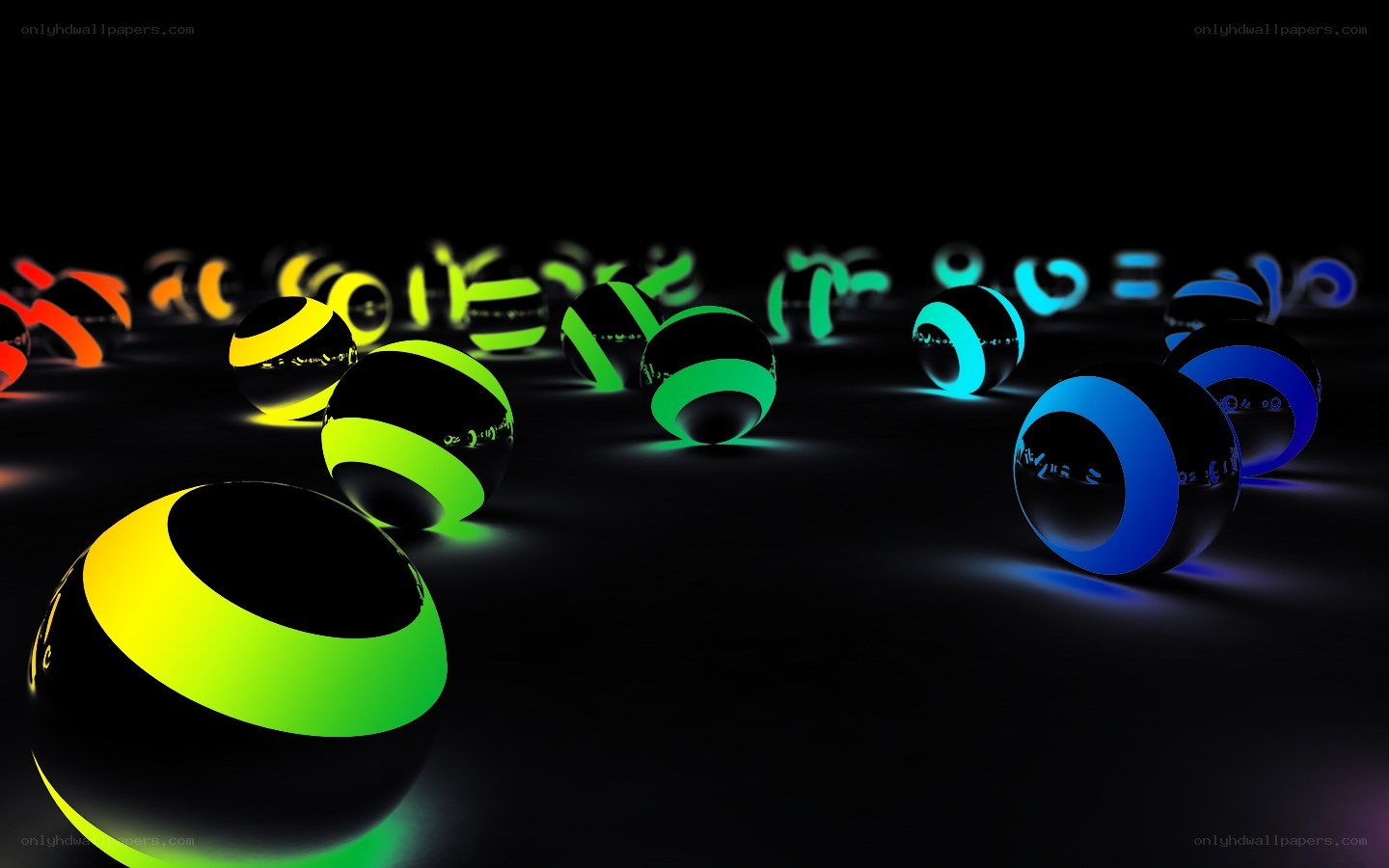 Glowing spheres in dark space