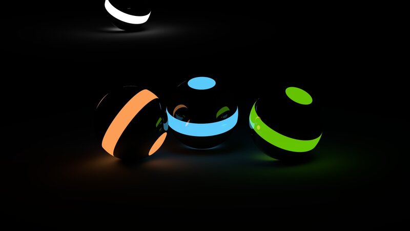 glowing spheres in darkness