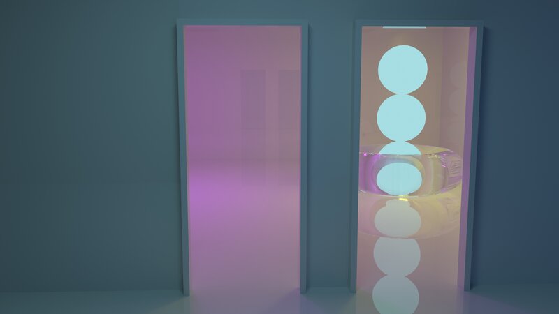Glowing Spheres in Doorway