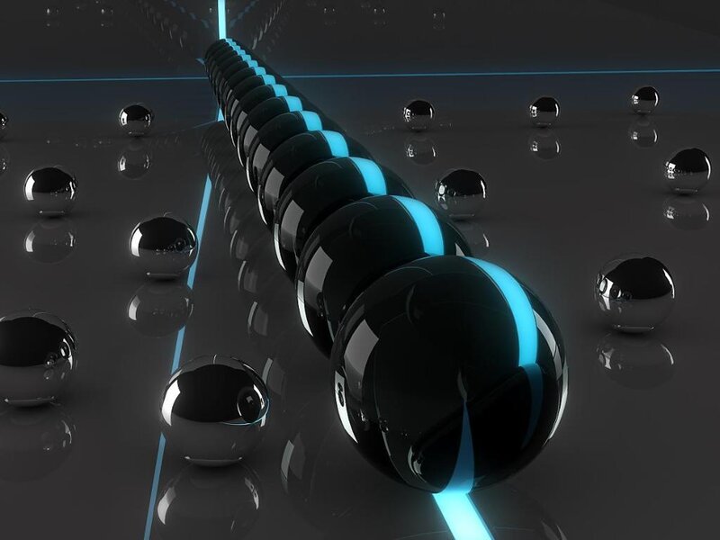 Glowing Spheres in Line