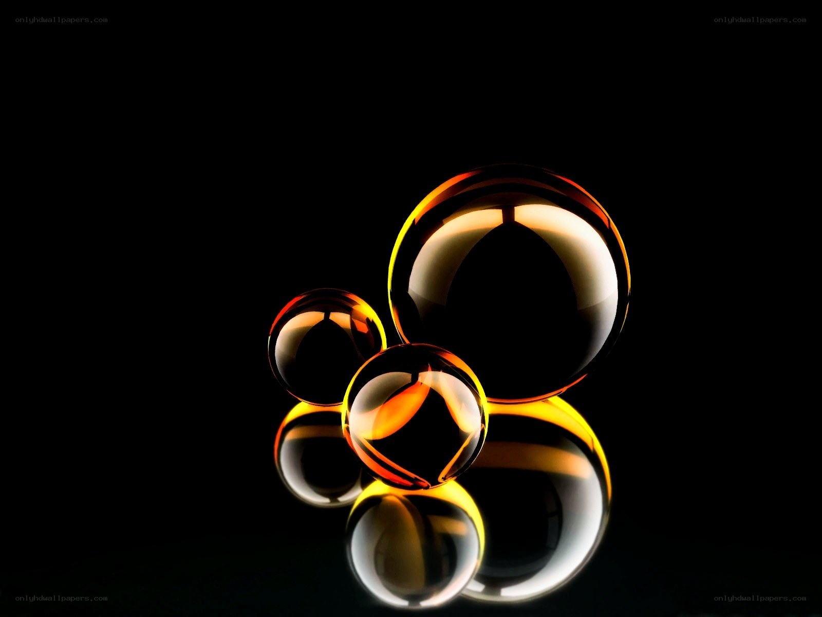 Glowing spheres on black background
