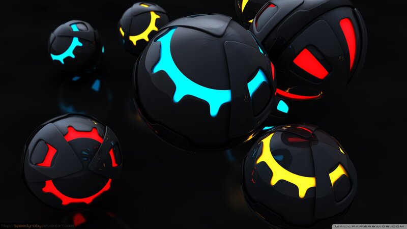 Glowing Spheres on Black — Futuristic