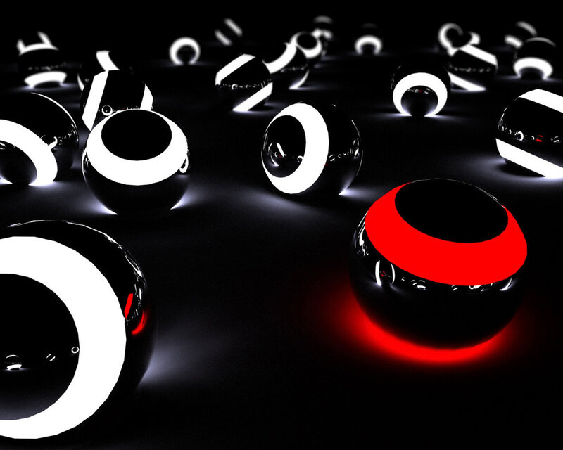 Glowing Spheres on Black Surface — Dramatic