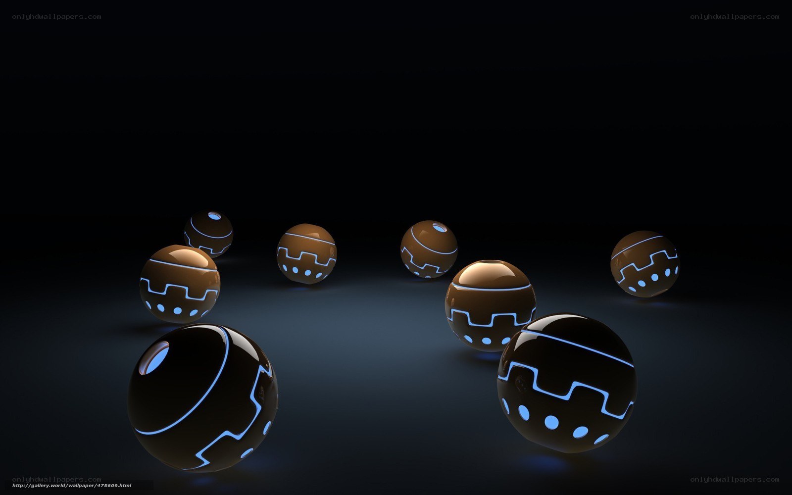 glowing spheres on dark background