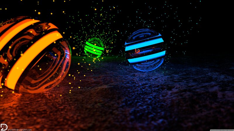 Glowing Spheres on Dark Ground — Black