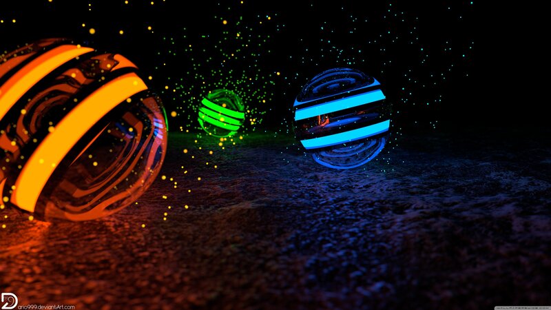 Glowing Spheres on Dark Ground