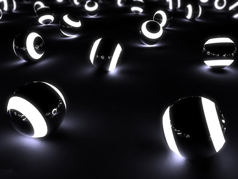 glowing spheres on dark surface