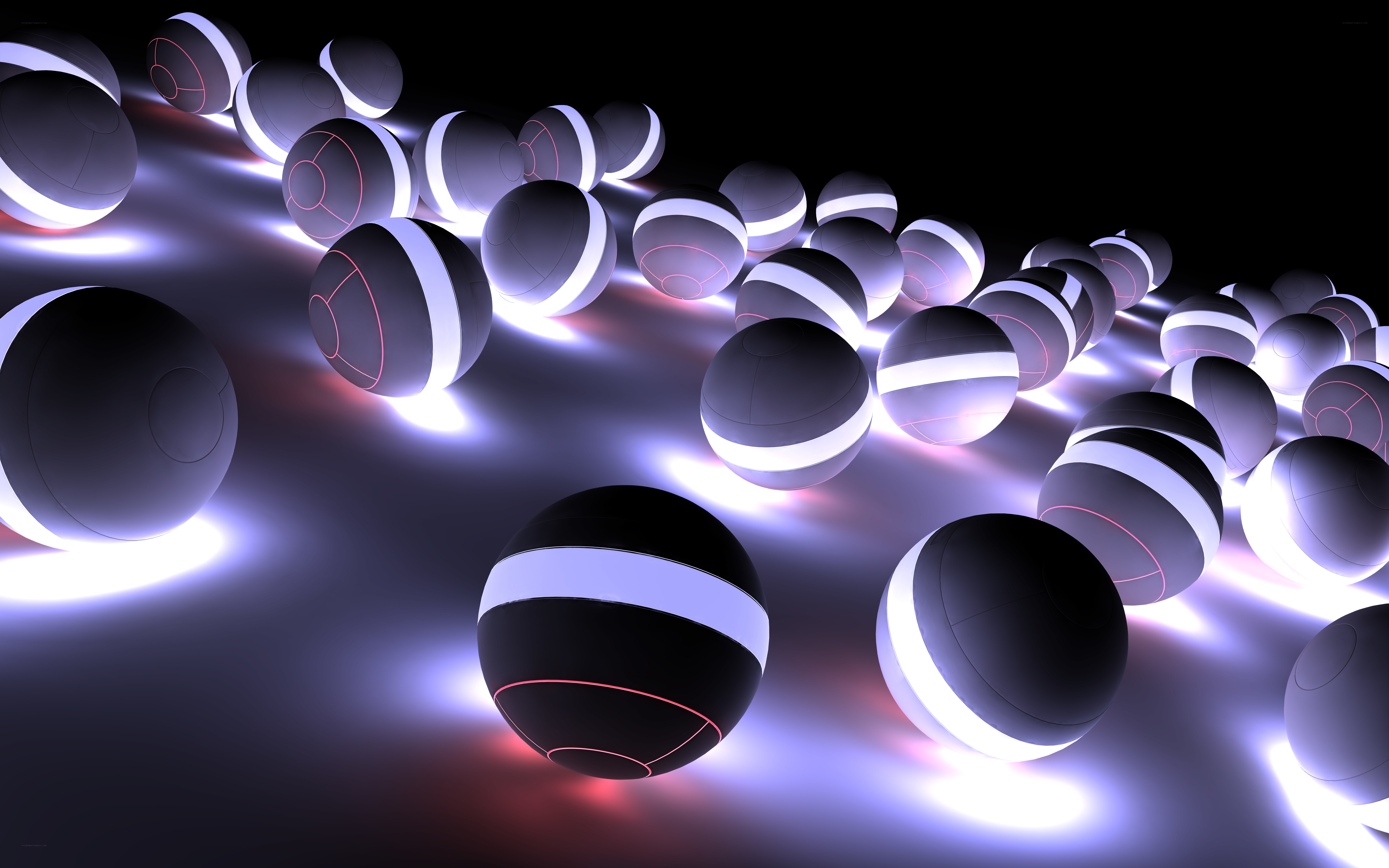 glowing spheres on dark surface