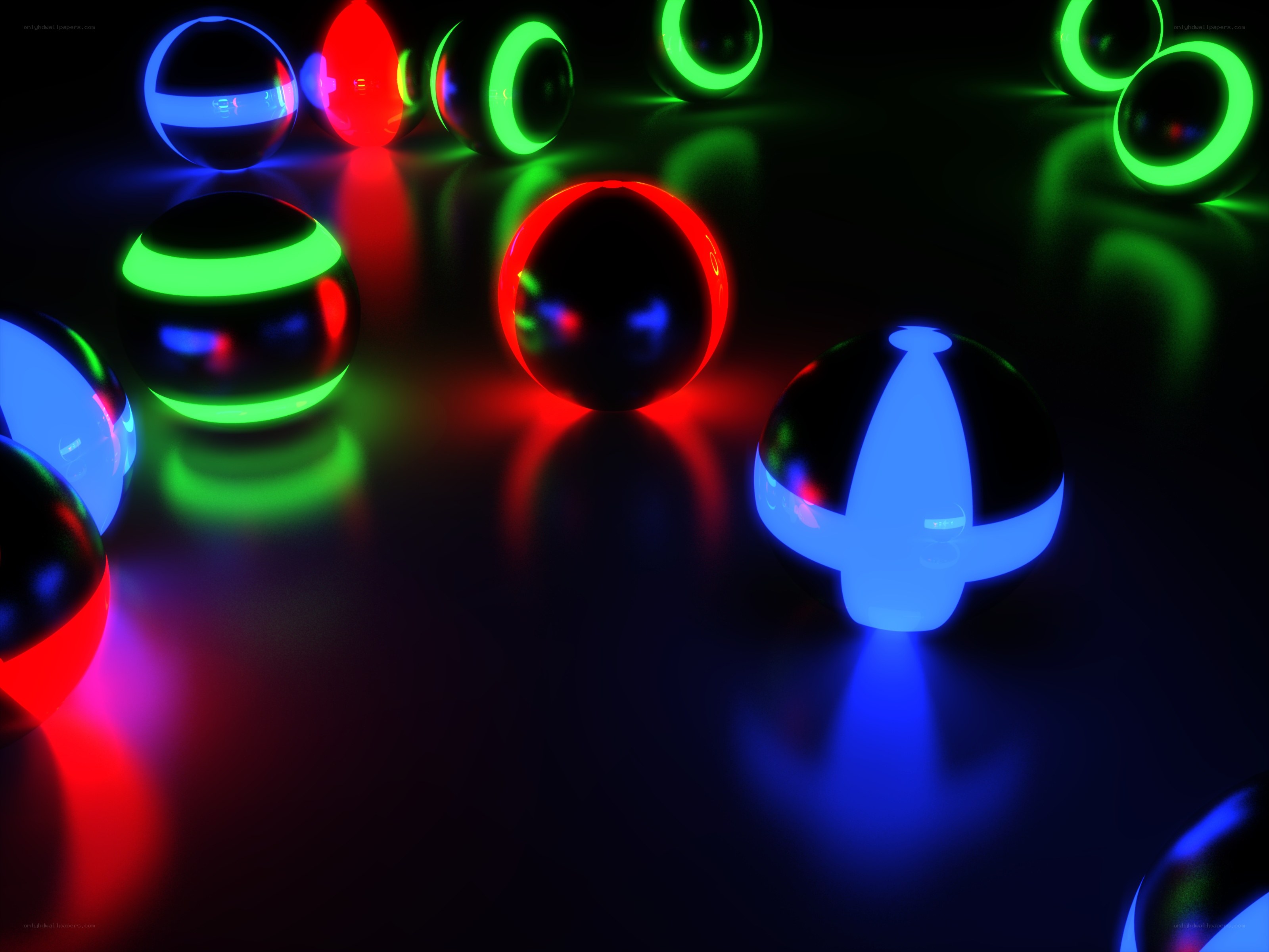 glowing spheres on dark surface