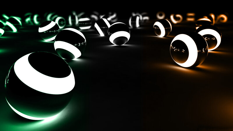 glowing spheres on dark surface
