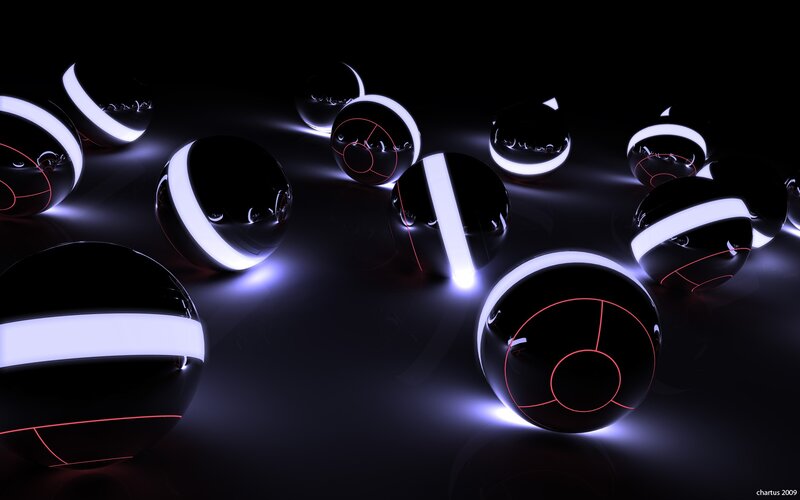 glowing spheres on dark surface