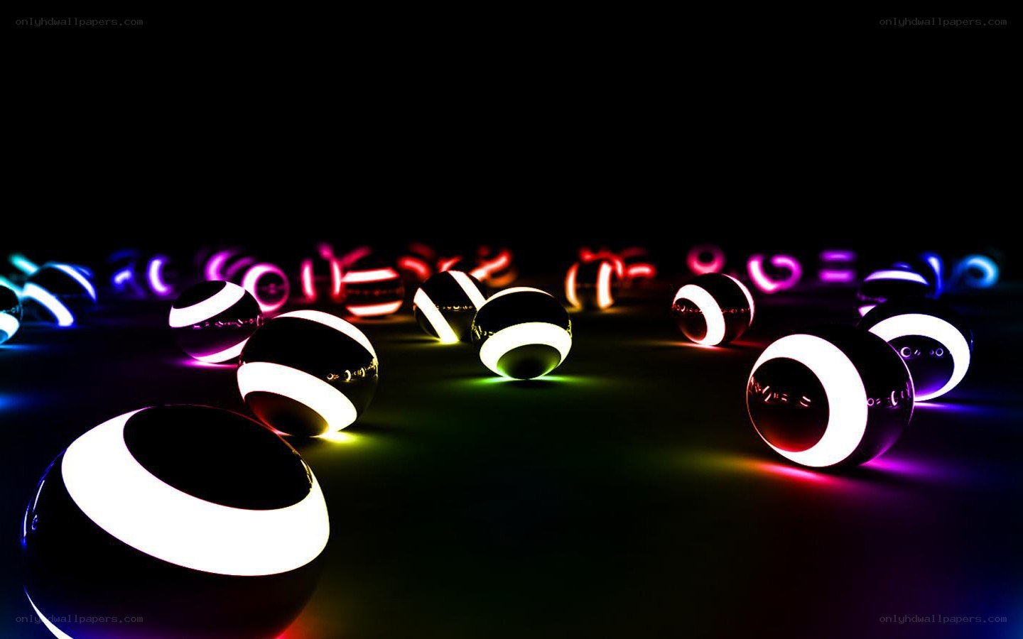 glowing spheres on dark surface