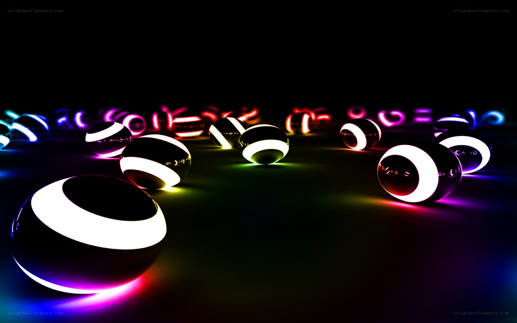 glowing spheres on dark surface