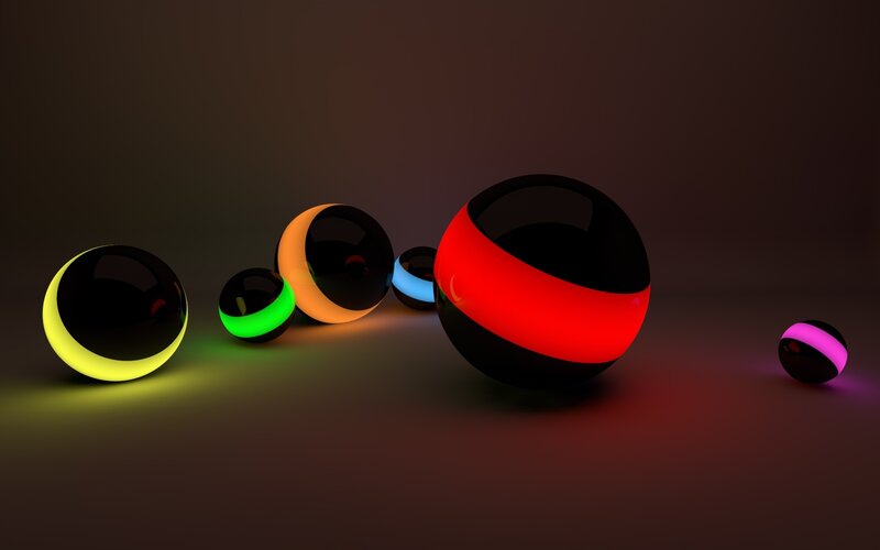 Glowing Spheres on Dark Surface — Black, Dramatic, 3d Render
