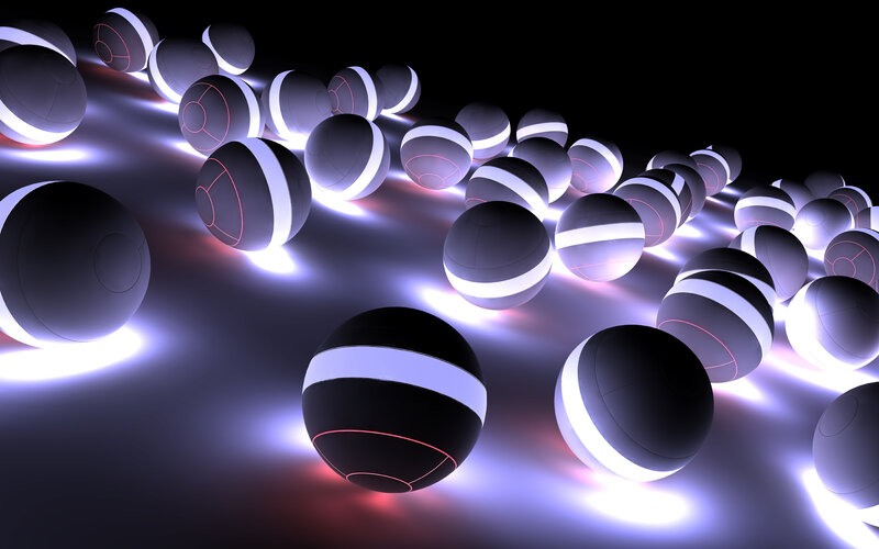 Glowing Spheres on Dark Surface — Black, Futuristic, 3d Render, Light