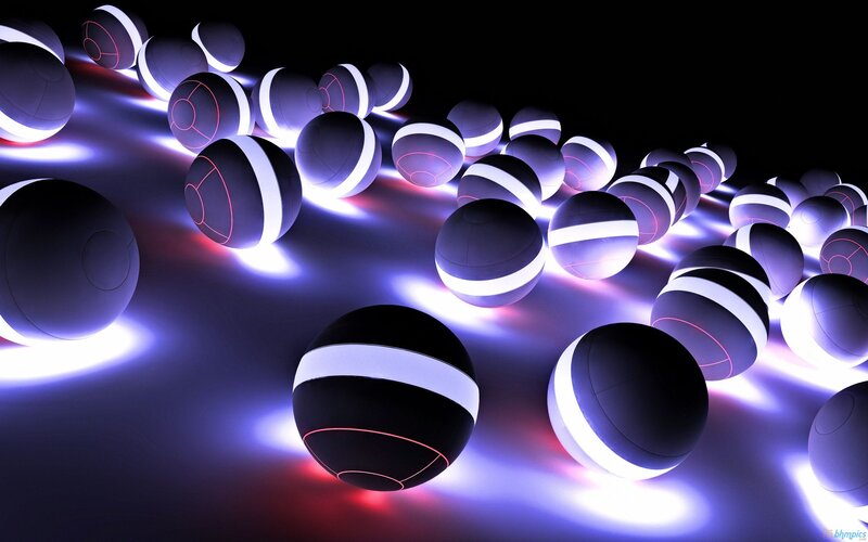 Glowing Spheres on Dark Surface — Black, Futuristic, 3d Render