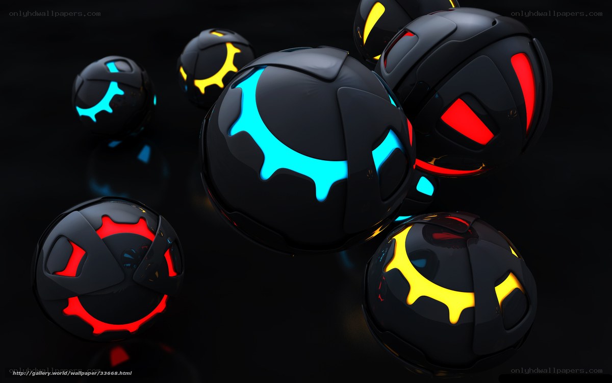 Glowing spheres with neon lights