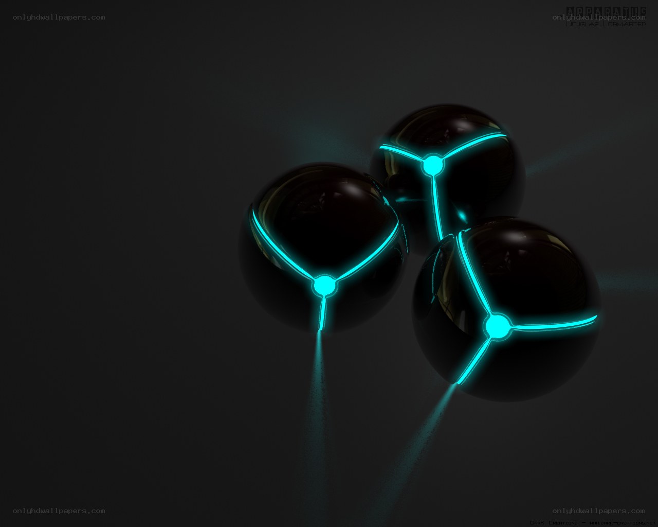 glowing spheres with neon lines