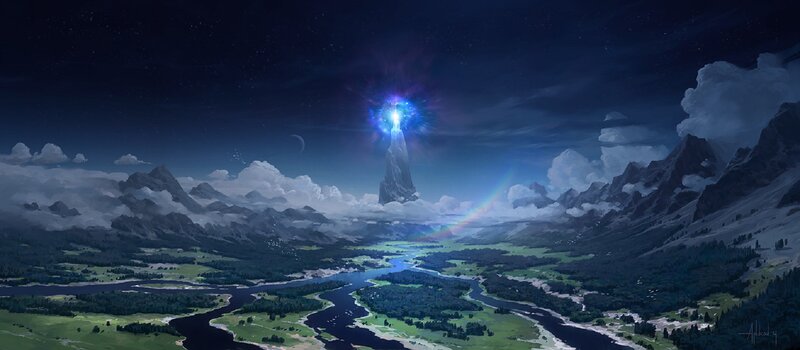 Glowing Spire in Valley