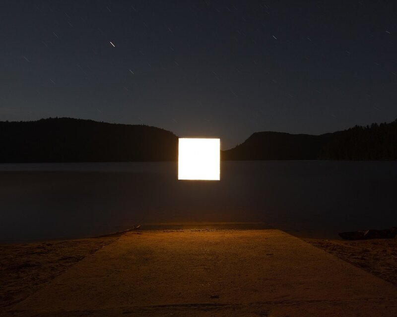 Glowing Square over Lake