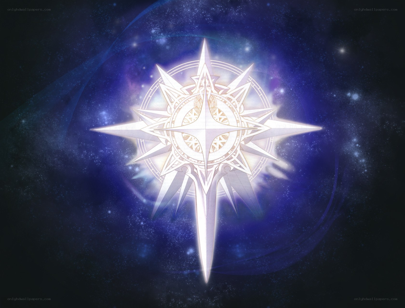 glowing star compass in space
