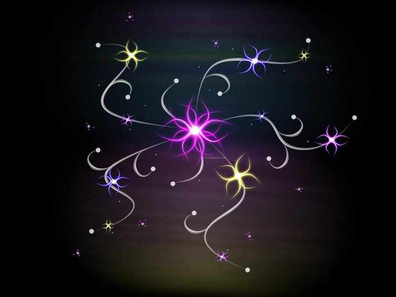 glowing star patterns on dark background