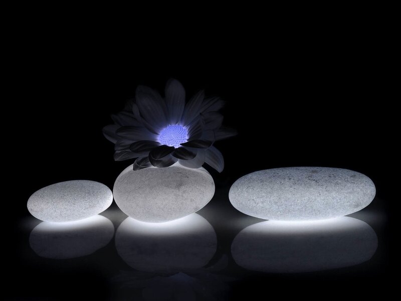 glowing stones with flower