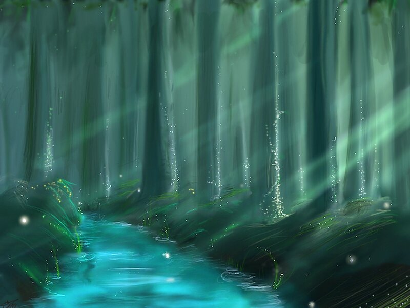 Glowing Stream in Forest