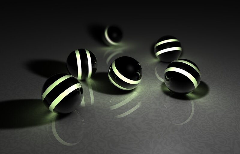 Glowing striped spheres