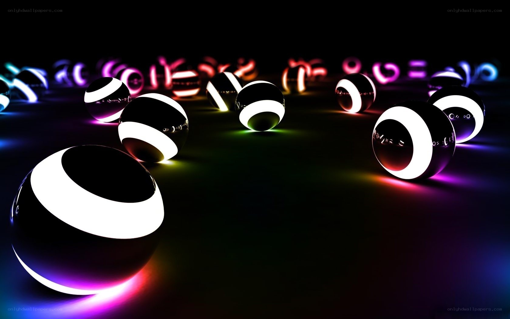 glowing striped spheres
