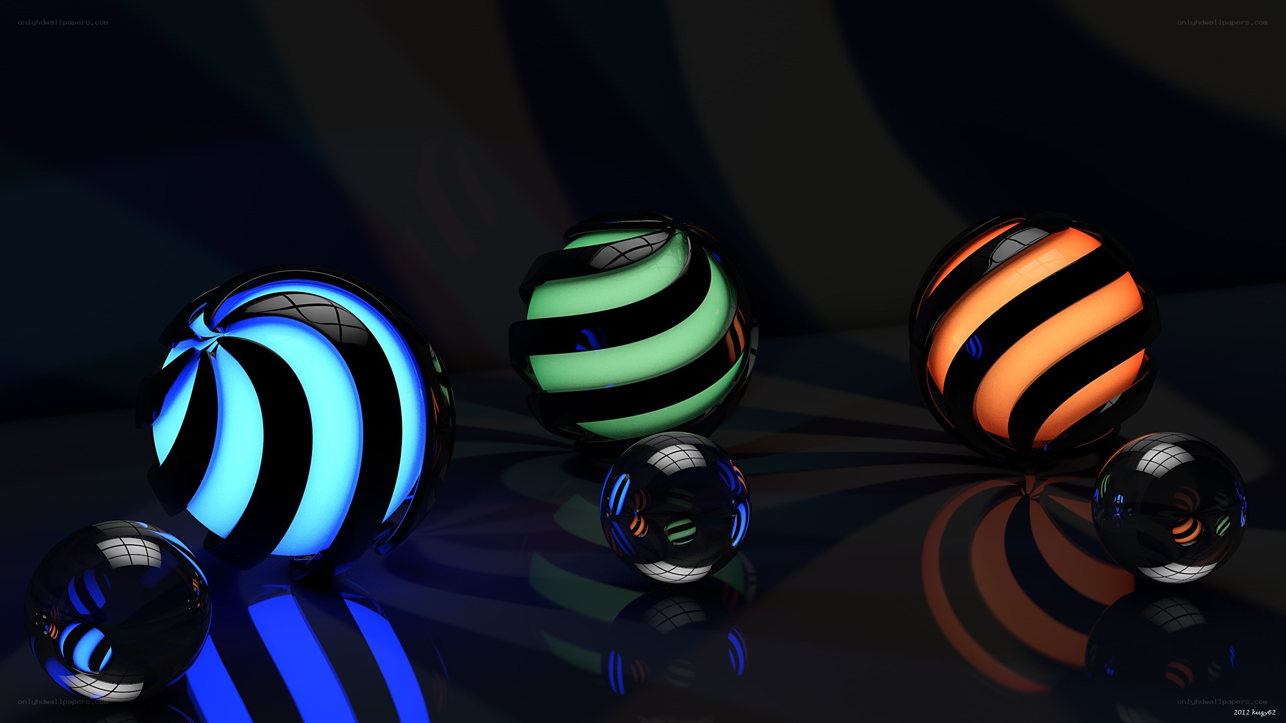 Glowing striped spheres